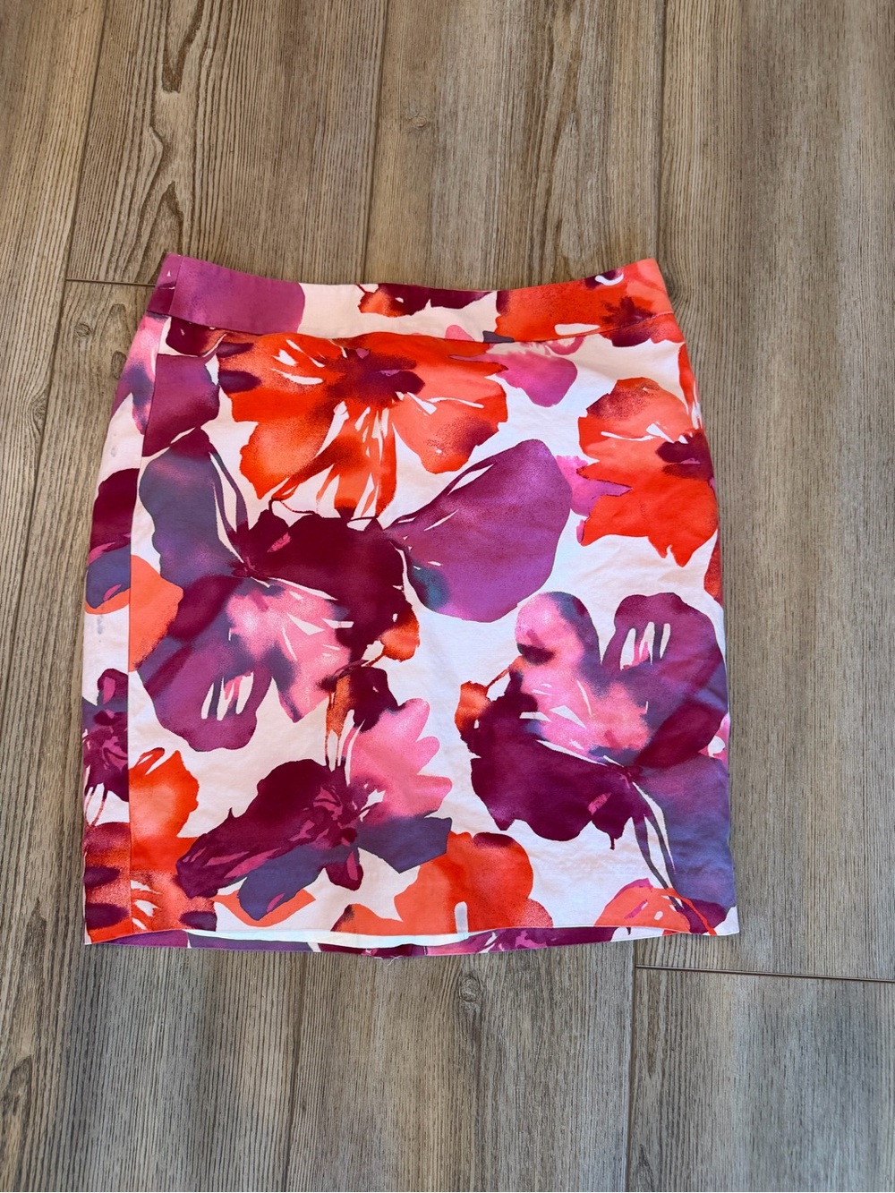 LOFT Pink & Orange Floral Mini Skirt